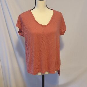 Tahari Linen Short Sleeve Shirt with Asymmetrical Front Seam - XL